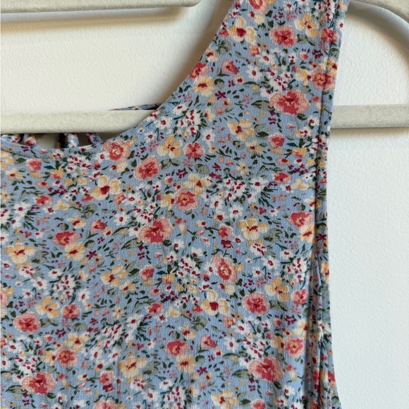 American Eagle Blue Multi-Color Sleeveless Cottagecore Floral Summer Dress - Picture 3 of 5